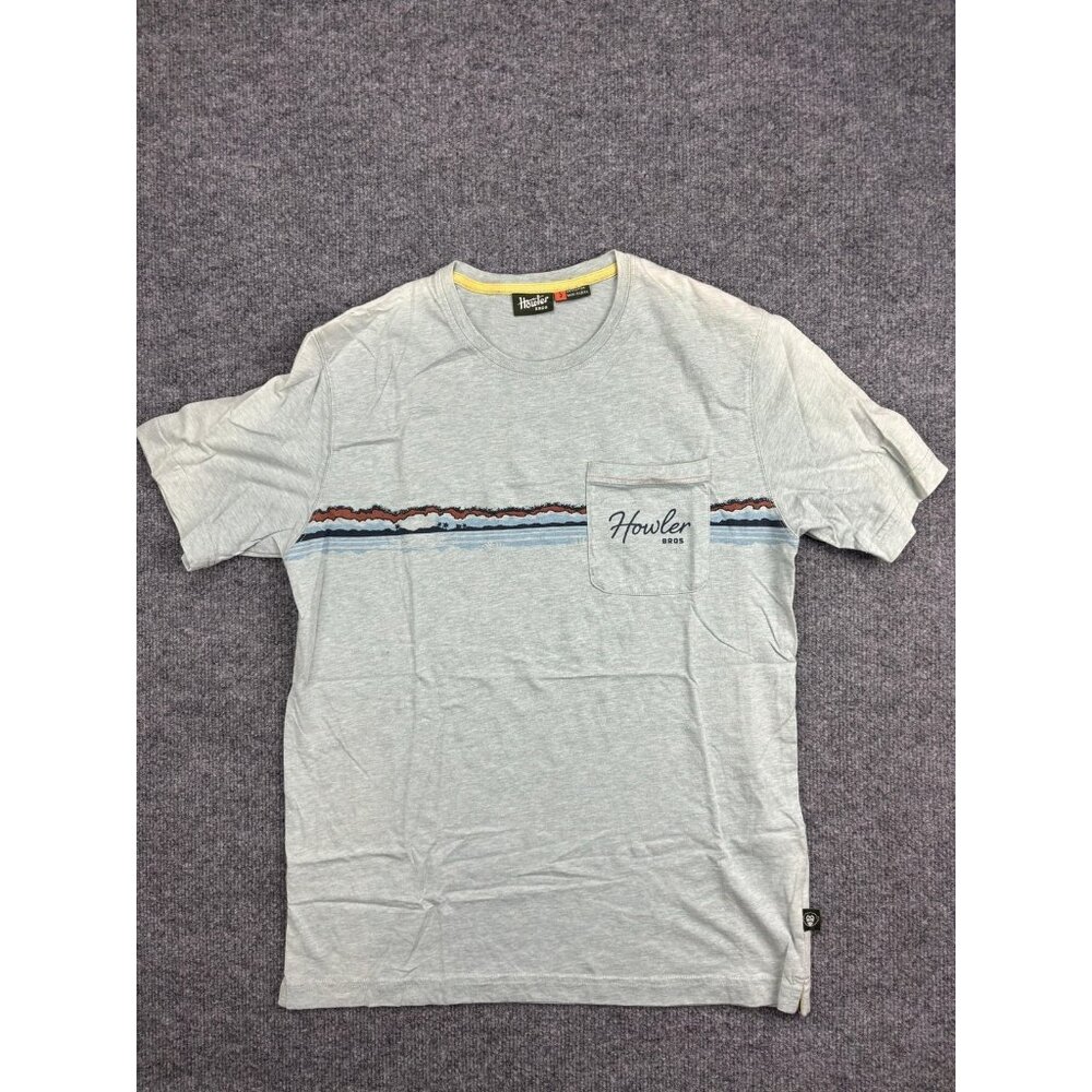 Howler Bros Shirt Mens Small Gray Graphic Pocket‎ Conch Shell Beach Ocean